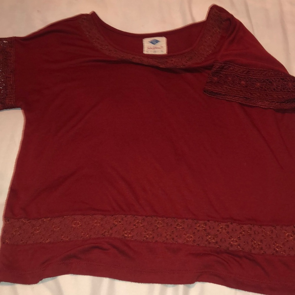 Red embroidered shirt